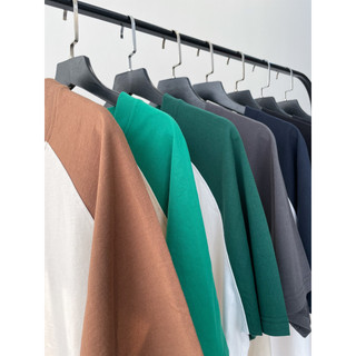 Áo phông raglan trơn cotton 100% basic form rộng oversize | Secodee