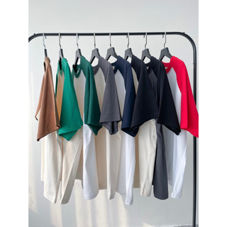 Áo phông raglan trơn cotton 100% basic form rộng oversize | Secodee