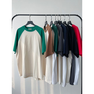 Áo phông raglan trơn cotton 100% basic form rộng oversize | Secodee