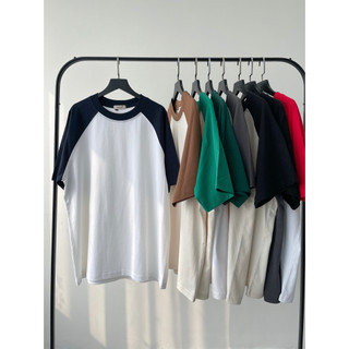 Áo phông raglan trơn cotton 100% basic form rộng oversize | Secodee