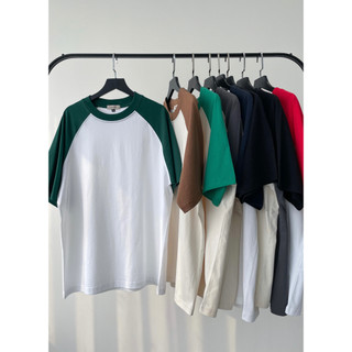 Áo phông raglan trơn cotton 100% basic form rộng oversize | Secodee