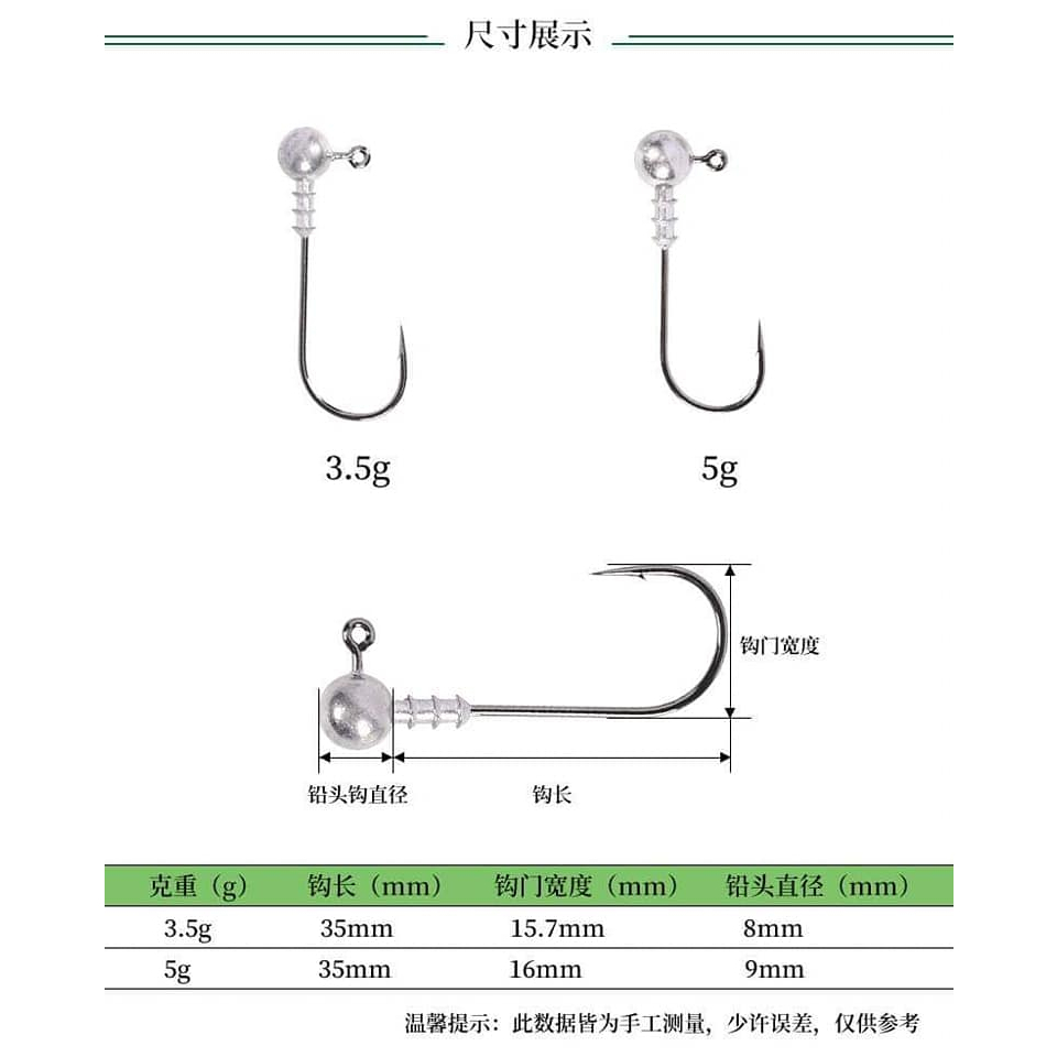 Lưỡi câu Jighead đầu tròn Tsurinoya P53 chuyên móc mồi mềm lure lóc, lure chẽm Hita Lure