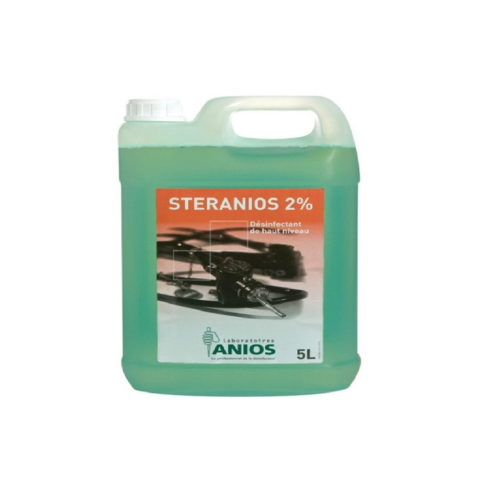 Dung dịch sát khuẩn Steranios 2% can 5L, ngâm khử sát khuẩn dụng cụ, khử trùng mức độ cao.