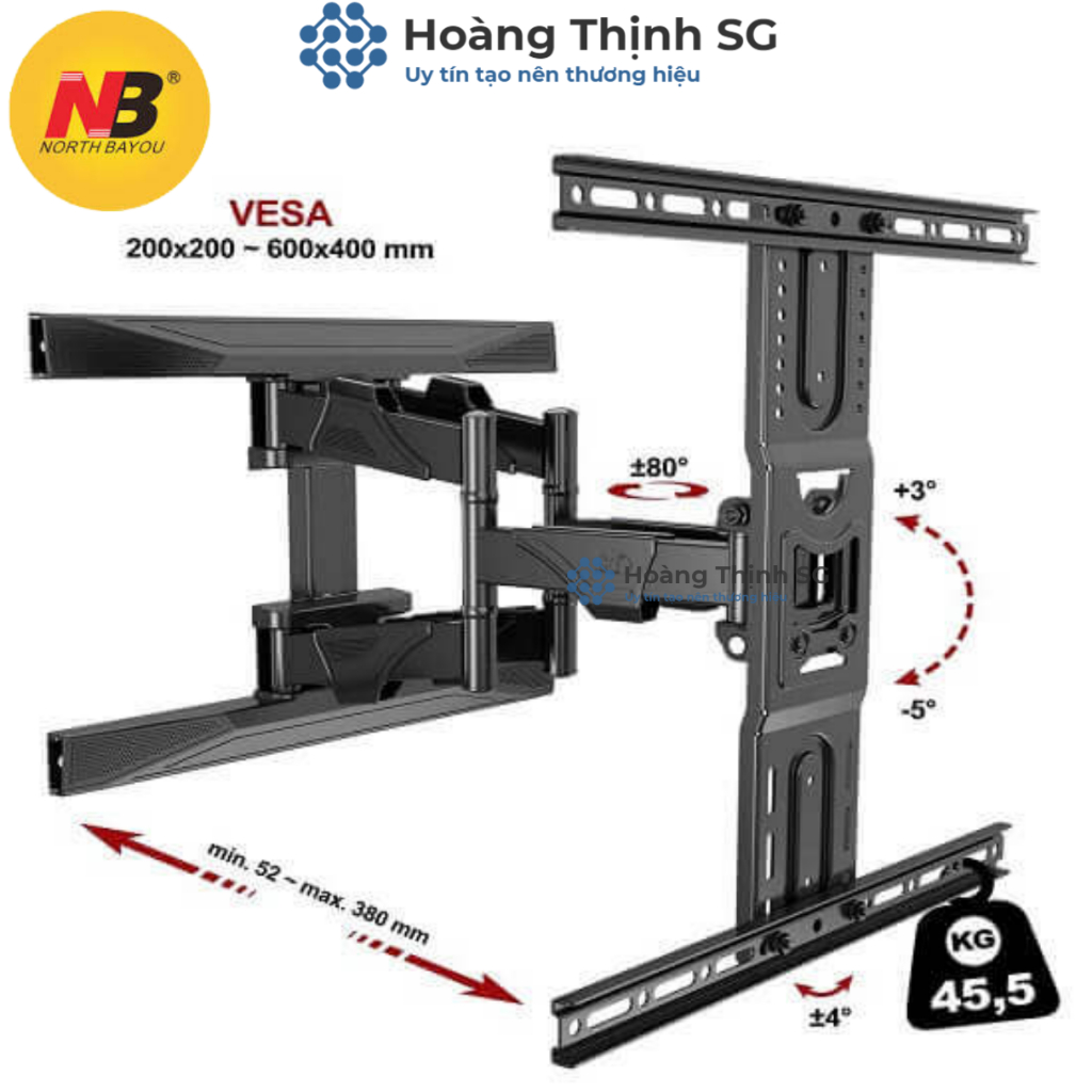Giá treo tivi NB-P6, Khung treo tivi xoay đa năng North Bayou NB-P6 từ 40inch - 80 inch - Xoay mọi góc độ