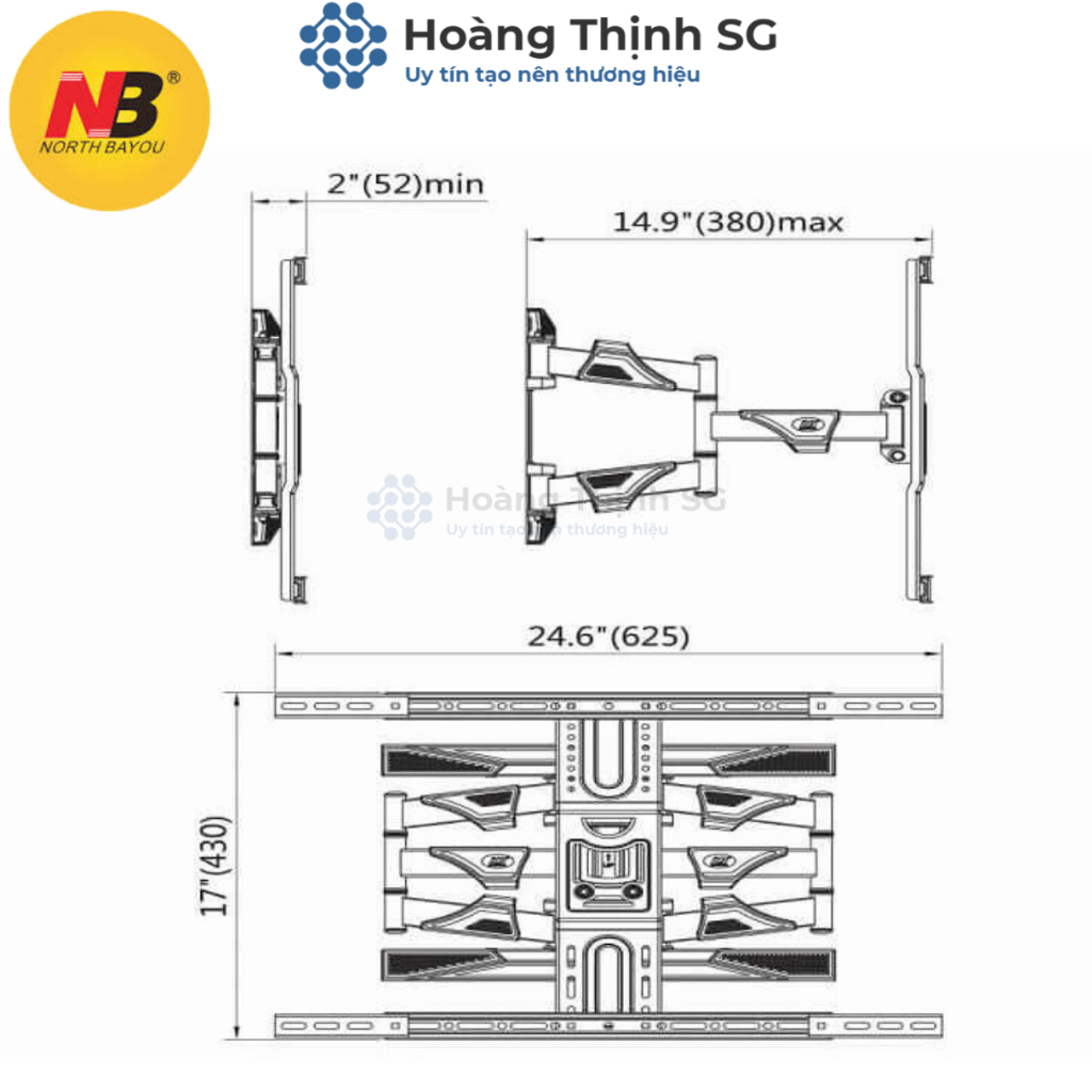 Giá treo tivi NB-P6, Khung treo tivi xoay đa năng North Bayou NB-P6 từ 40inch - 80 inch - Xoay mọi góc độ