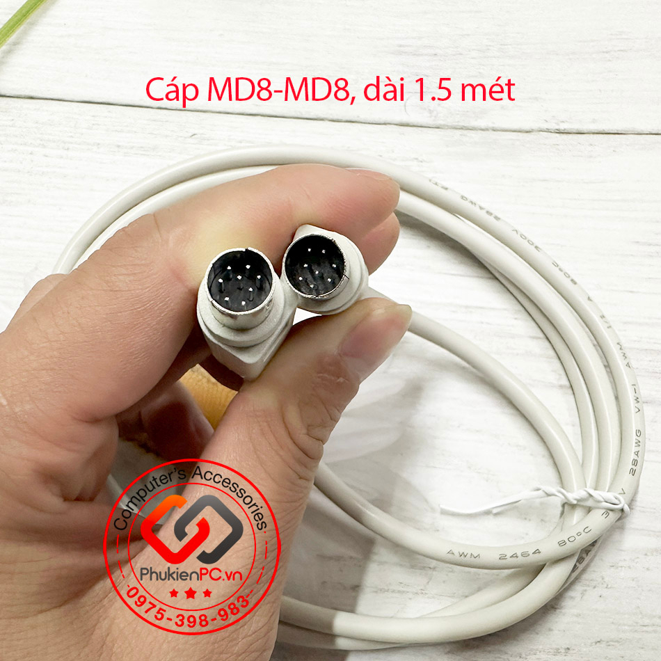 Dây cáp lập trình PLC MD8 DIN 8Pin Đực-Đực chân tròn, dài 1.5M 3M 5M 10M cho máy PLC Camera, máy y tế, thiết bị đo lường