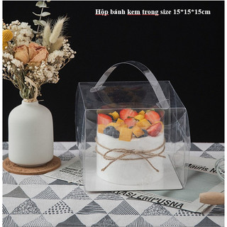 Hộp bánh kem mica trong size 1515cm