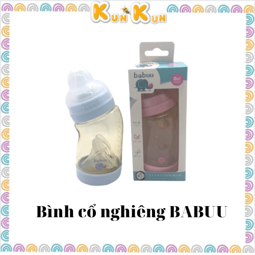 [Chính hãng] Bình sữa cổ nghiêng PPSU BaBuu 180ml,260ml(có tặng núm)