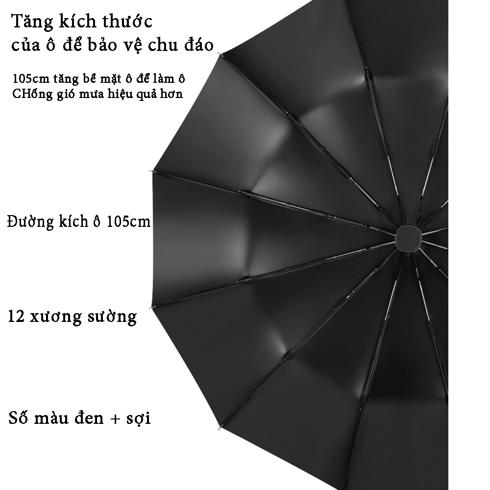 Ô dù che mưa đi nắng TUXA 12 nan 8 nan mở tự động gấp nhỏ gọn cầm tay 2 chiều cỡ lớn to cho xe hơi ô tô chống thấm