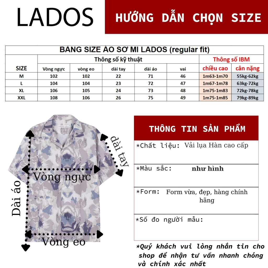 Áo sơ mi nam họa tiết hologram tay ngắn cổ vest sang trọng LADOS - 8113 dễ phối đồ, thấm hút