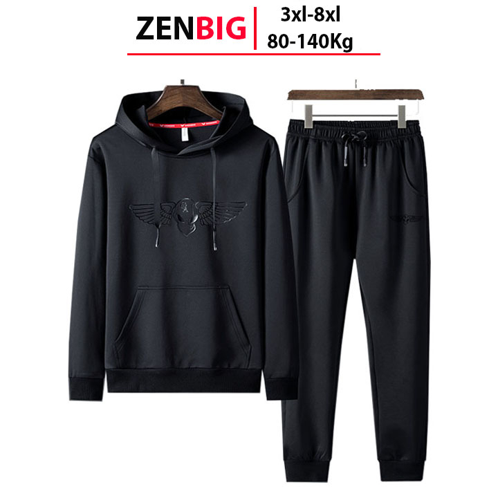 Bộ quần áo thể thao nam ZENBIG dành cho người mập, người béo, chất liệu nỉ trơn (80-140kg)