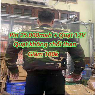 [ PIN 25.000MAH + QUẠT 12V ]Áo điều hòa quạt gió chính hãng Nhật bản - Tặng túi đá khô
