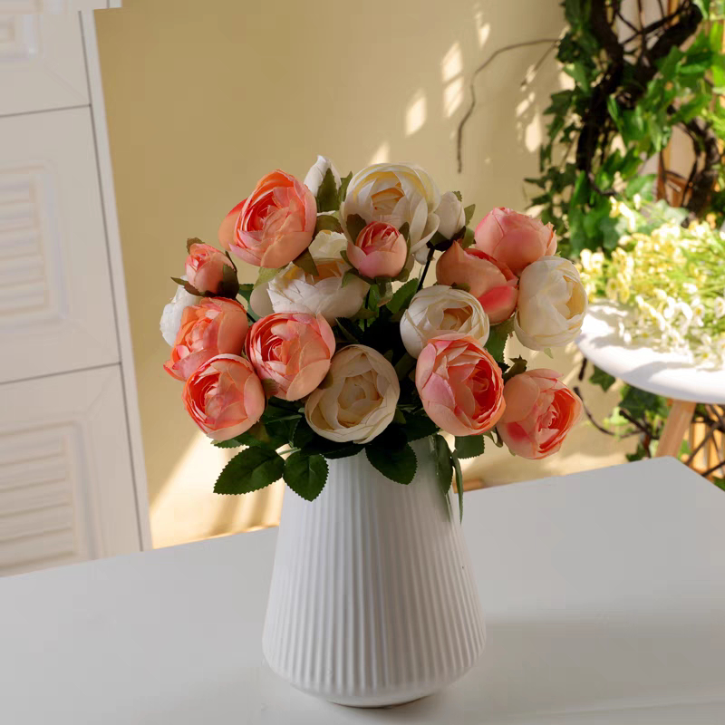 Lọ hoa decor bằng gốm Qhouse , bình hoa trang trí tráng men cao cấp để bàn làm việc phòng khách phòng ngủ