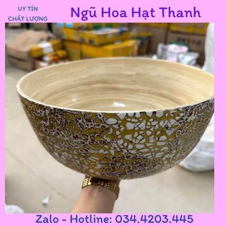 Chậu tre Khảm trứng gội đầu dưỡng sinh, ngâm tay, ngâm chân làm nail - spa size 30cm