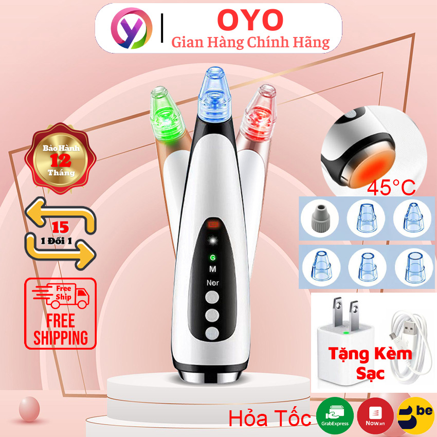 Máy hút mụn đầu đen dụng cụ làm sạch lỗ chân lông làm nóng giúp hút mụn cám, mụn đầu đen