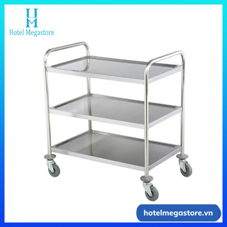 Xe đẩy inox 3 tầng đa năng cho nhà hàng, khách sạn