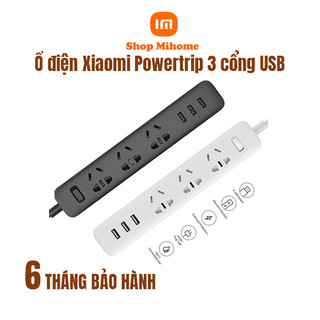 Ổ điện xiaomi mi power strip 3 cổng usb 2a tiện lợi | ổ cắm điện 3 ổ cắm , 3usb - bảo hành 3 tháng