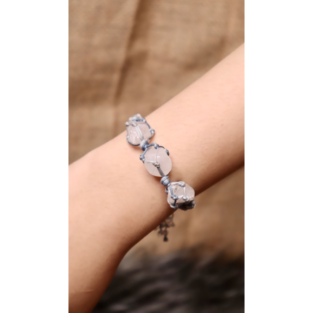Vòng Tay Thô Clear Quartz Handmade Cực Xinh Làm Quà Tặng