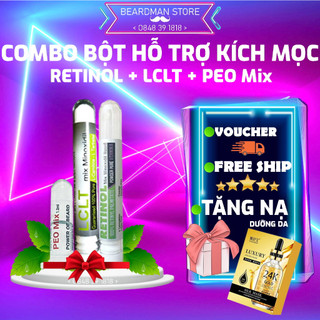 Combo bột hỗ trợ kích mọc râu tóc : retinol + lclt + peo mix 1.2ml