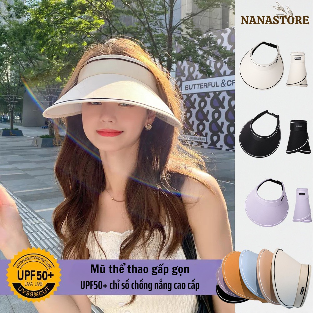(TẶNG KÈM DÂY ĐEO MŨ) Mũ thể thao gấp gọn vành rộng, nón thời trang che nắng UV ngoài trời 2023