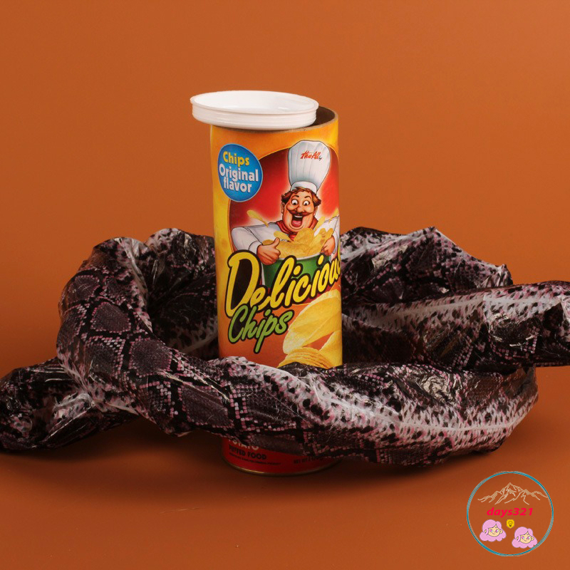 Đồ chơi khăm vui nhộn hình hộp bánh khoai tây có rắn bên trong dài 1m3 hộp snack0