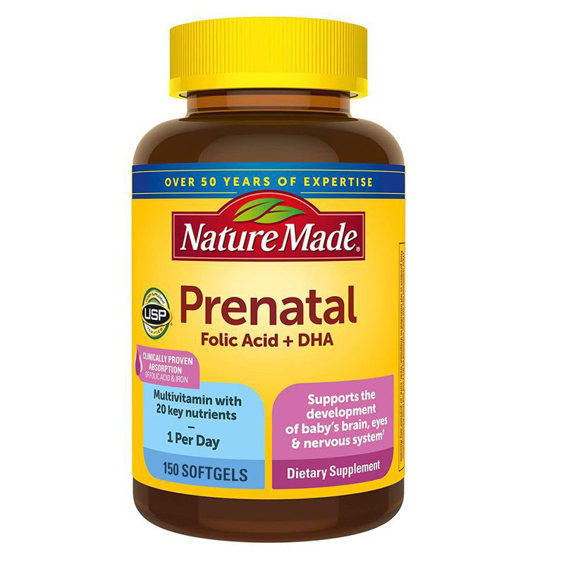 (Mẫu mới ) Vitamin Tổng Hợp Cho Bà Bầu Nature Made Prenatal Multi DHA 150 Viên Từ mỹ Bổ Sung Vitamin Khoáng Chất