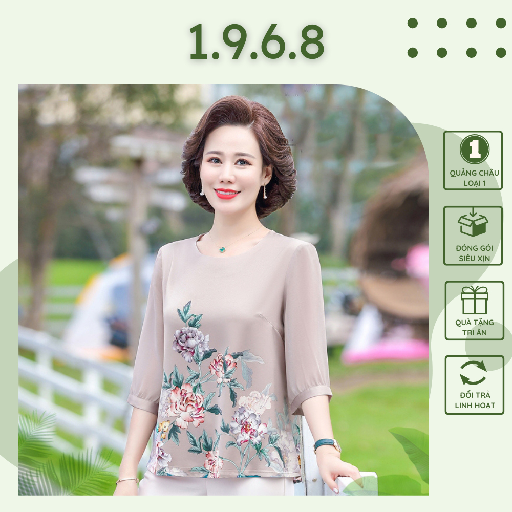 Áo Phi Lụa trung niên, họa tiết hoa xuất xứ Quảng Châu