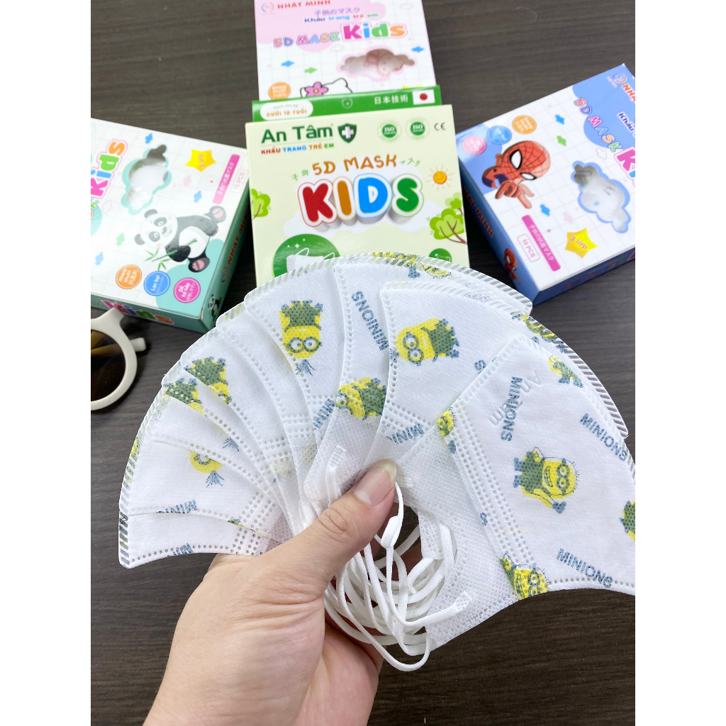 Khẩu Trang Y Tế 5D Kid AN TÂM có in hình ngộ nghĩnh cho bé từ 2-10 tuổi