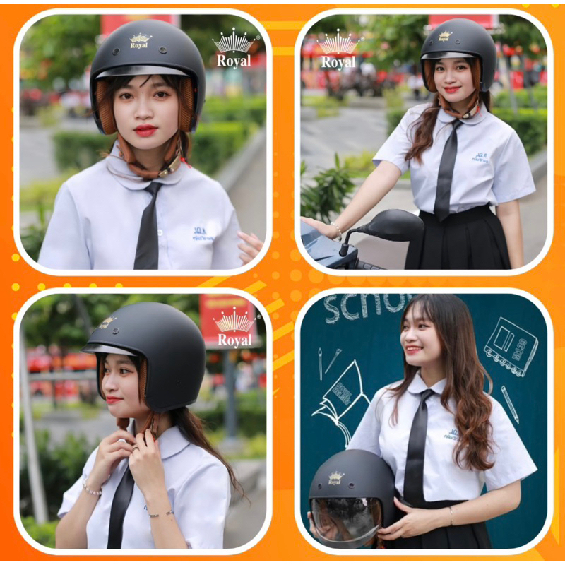 Mũ bảo hiểm 3/4 ryoal M139 Kính âm Tặng túi vải Tai mèo cao cấp
