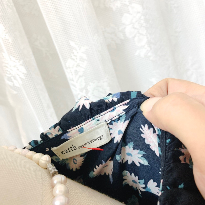 Đầm voan Nhật Earth Music & Ecology in hoa viền bèo