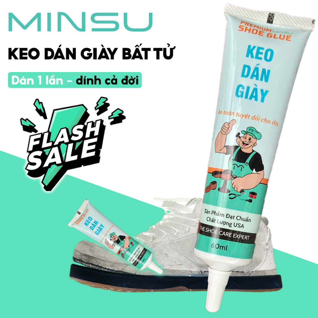 Keo Dán Giày Trong Suốt Siêu Dính Đa Năng MINSU 60ml, Chuyên Dụng Cho Giày Dép Thể Thao Sneaker, An Toàn Tuyệt Đối Da.