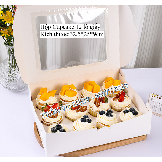 Hộp giấy đựng 12 bánh cupcake kích thước 32.5*25*9cm [ Set/10hop ]