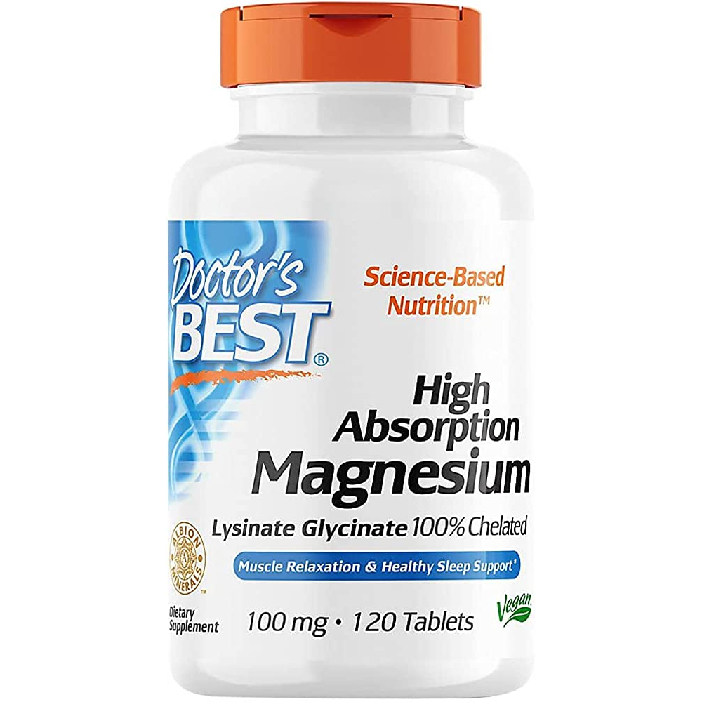 Doctor's Best High Absorption Magnesium Chelated 200mg - Viên Uống Bổ Sung Magie 120 viên