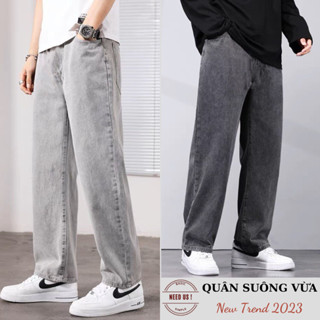 Quần jean nam ống suông Rộng Cạp Cao NEEDUS, Quàn bò nam đen xám chất jeans cao cấp SR01 hottrend 2022