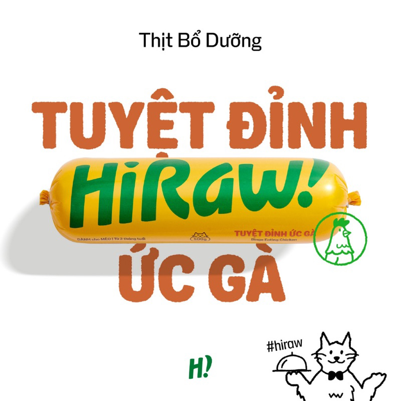 Thức ăn Hi Raw! Raw Meat thịt xay tươi sống cho mèo thức ăn hoàn chỉnh bịch 500gr