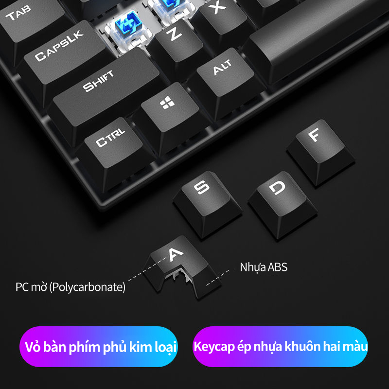 Bàn Phím Cơ Gaming K1 xanh Switch 20 Chế Độ LED cao cấpKhông có độ trễ khi chơi gameÉp nhựa hai màuPhím-Bảo hành một năm