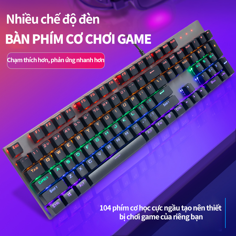 Bàn Phím Cơ Gaming K1 xanh Switch 20 Chế Độ LED cao cấpKhông có độ trễ khi chơi gameÉp nhựa hai màuPhím-Bảo hành một năm
