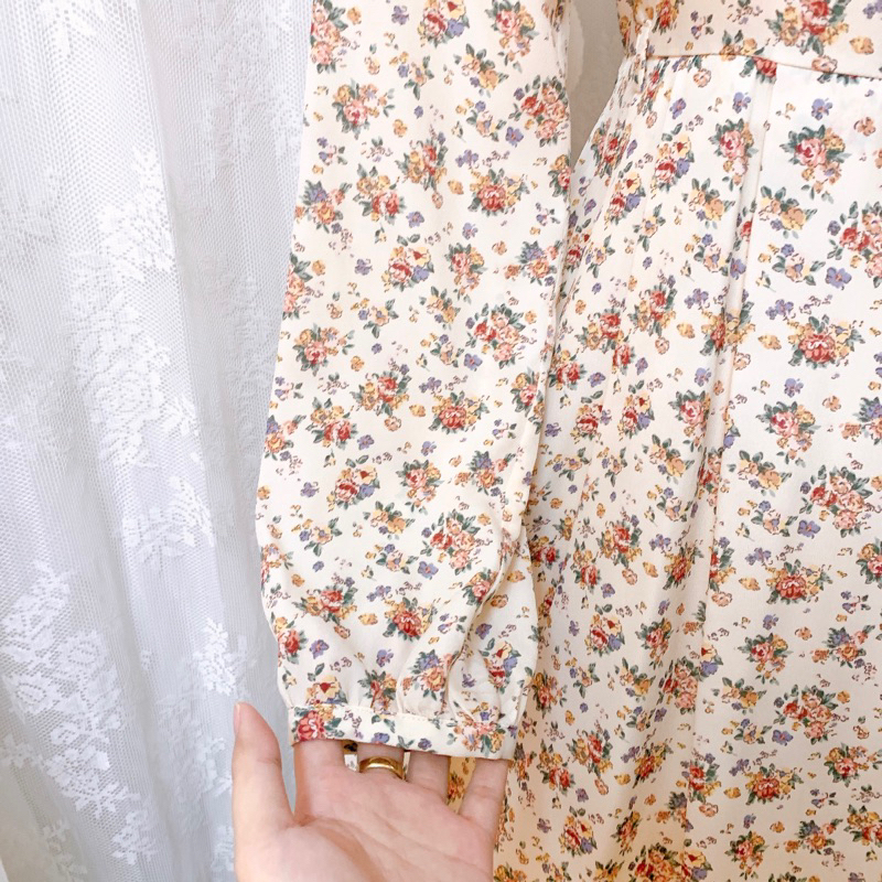 Đầm voan Nhật Colza in hoa nhí vintage