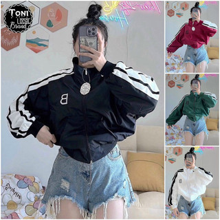 (4.7sao) Áo Khoác Dù lửng 2 lớp Unisex chữ B tay sọc (M130 - Ảnh thật)