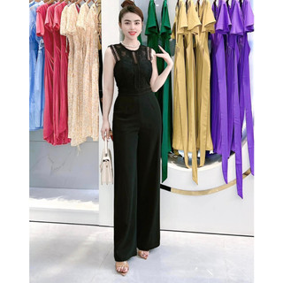 Jumpsuit dài ống rộng cổ tròn phối ren ● Mã hàng : SJ1195