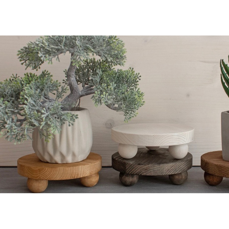 Giá kê chậu cây để bàn, gỗ tự nhiên, mặt tròn từ  10, 15, 20cm