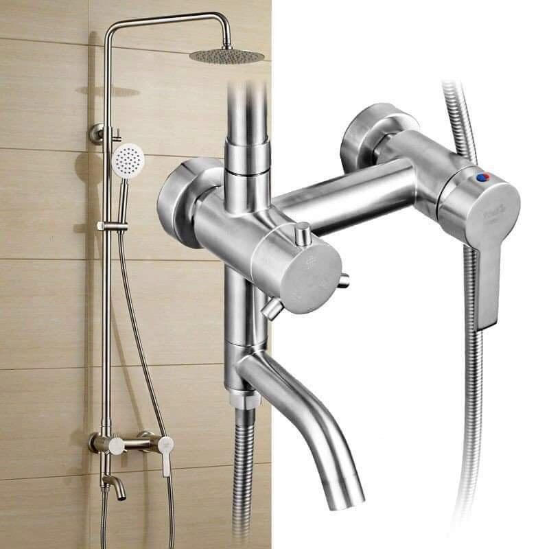 Bộ Sen Cây Tắm Đứng Nóng Lạnh Tròn Inox 304 Hàng Công Ty