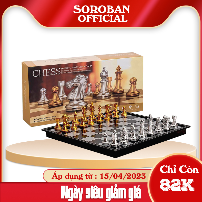 Cờ vua mini có nam châm, phiên bản quốc tế mạ vàng nhựa ABS cao cấp - Đồ chơi thẻ bài boardgame mã u3 3810A