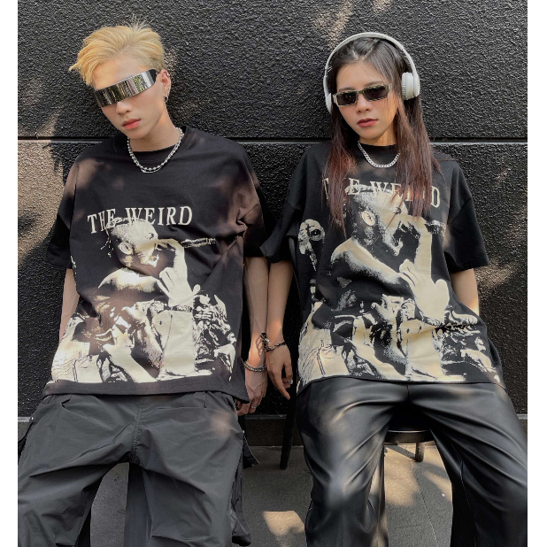 LOCAL BRAND Áo thun The Weird Phong Cách Unisex Form Rộng ATK564
