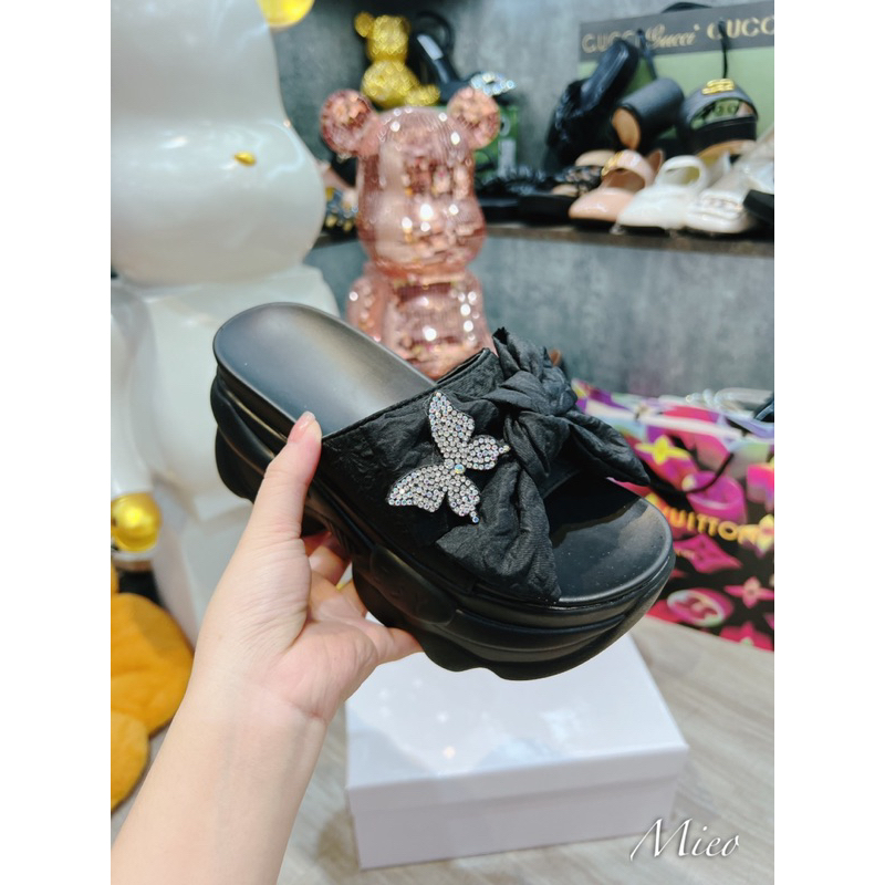 Dép lê xuồng nơ đính đá siêu cao fullbox qccc