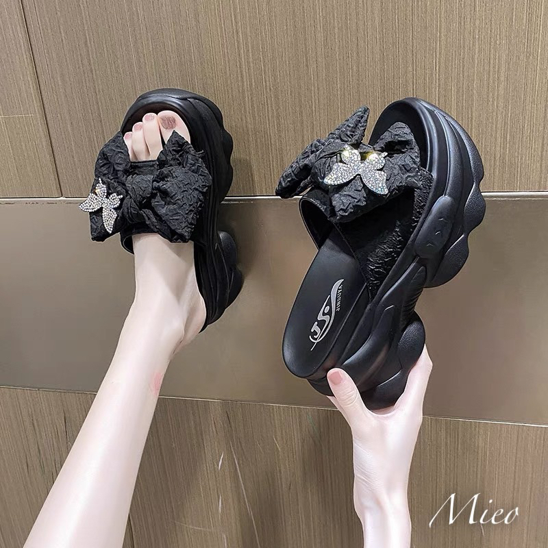 Dép lê xuồng nơ đính đá siêu cao fullbox qccc