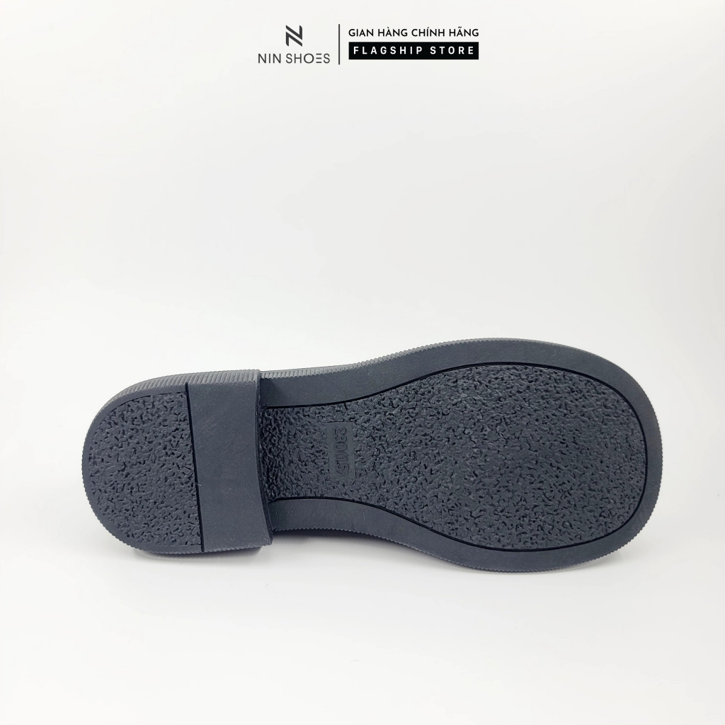 Giày Oxford Ninshoes Giày loafer đế độn răng cưa mũi tròn tag viền rách dáng