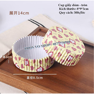 Cup giấy dúm - Tròn 300c/lốc [ Màu ngẫu nhiên ]
