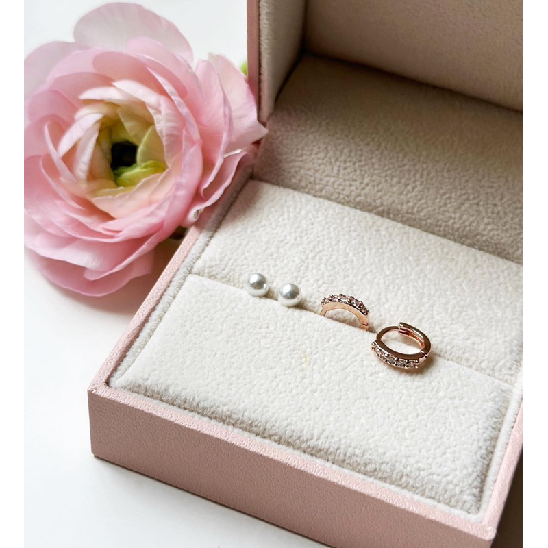 Ancafe.shop] Hoa tai, nữ, Hàn Quốc, đính đá, thanh lịch, tinh tế, tròn