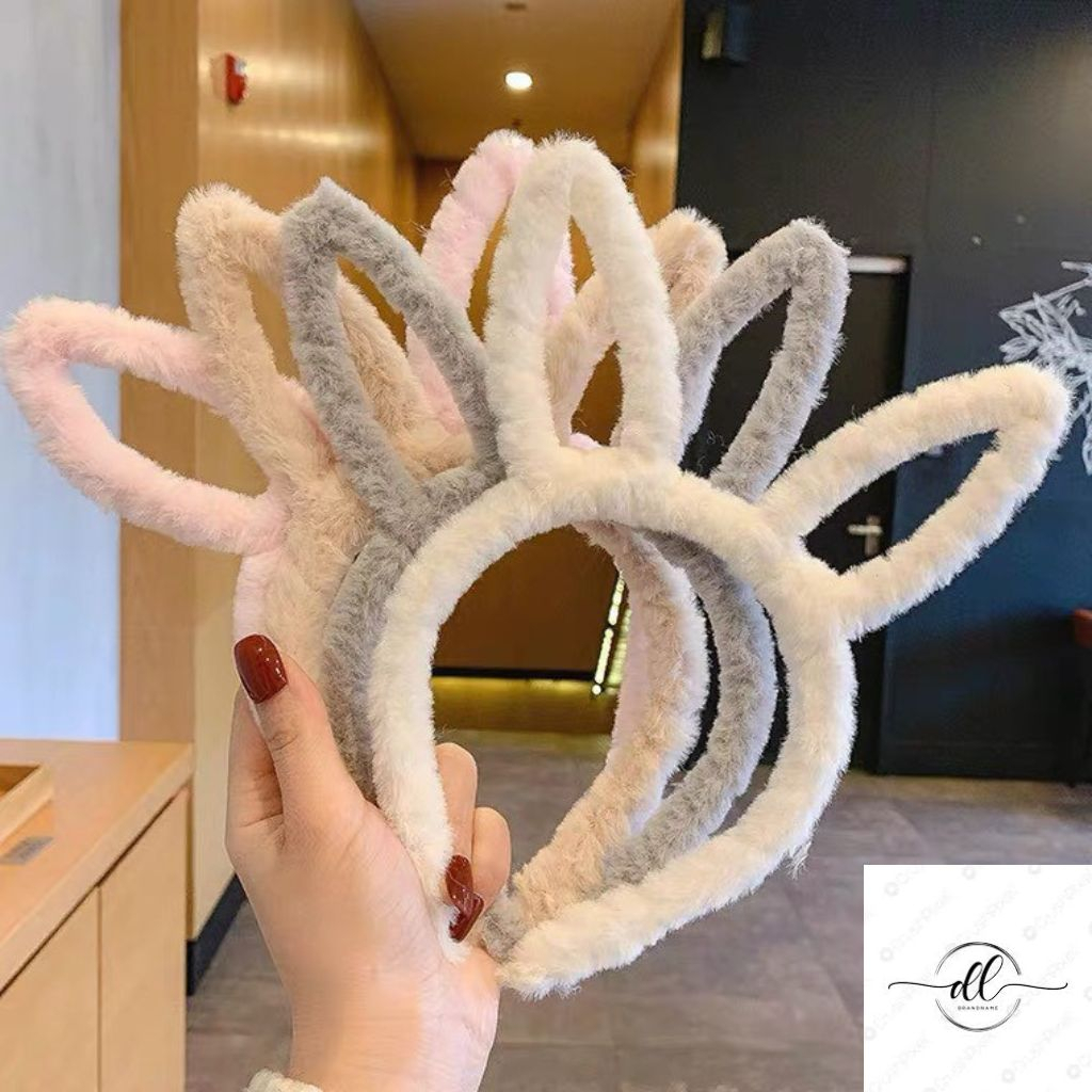Bờm lông cài tóc DLINHSTORE hình tai thỏ, gấu, mèo xinh xăn